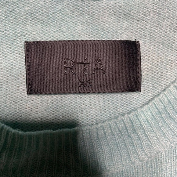 NWOT RTA Emma Cashmere Sweater Tie Dye Blue XS Crew Neck Lightweight Distressed - Picture 3 of 9